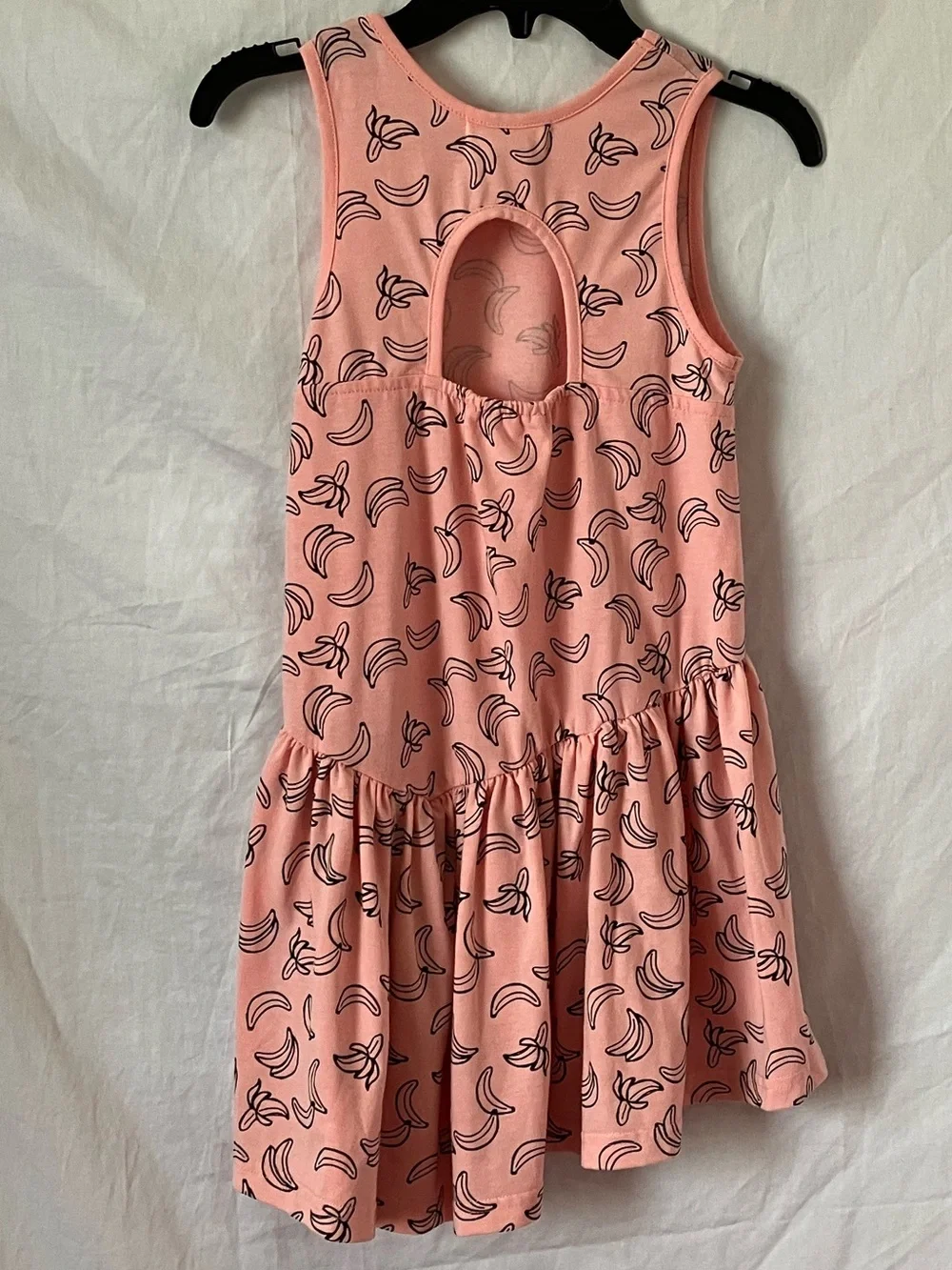 Peas and Queues Banana Print Drop-Waist Dress - Size 7